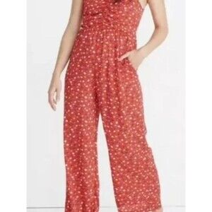 Madewell Rust Floral Wide-Leg Jumpsuit